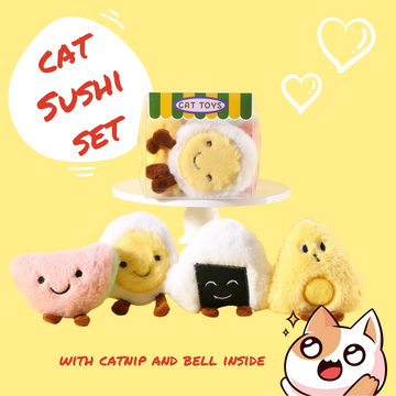 Cute Cat Toy Gift Box with Catnip and Bell (Sushi Set)