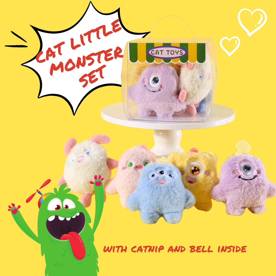 Cute Cat Toy Gift Box with Catnip and Bell (Little Monsters)