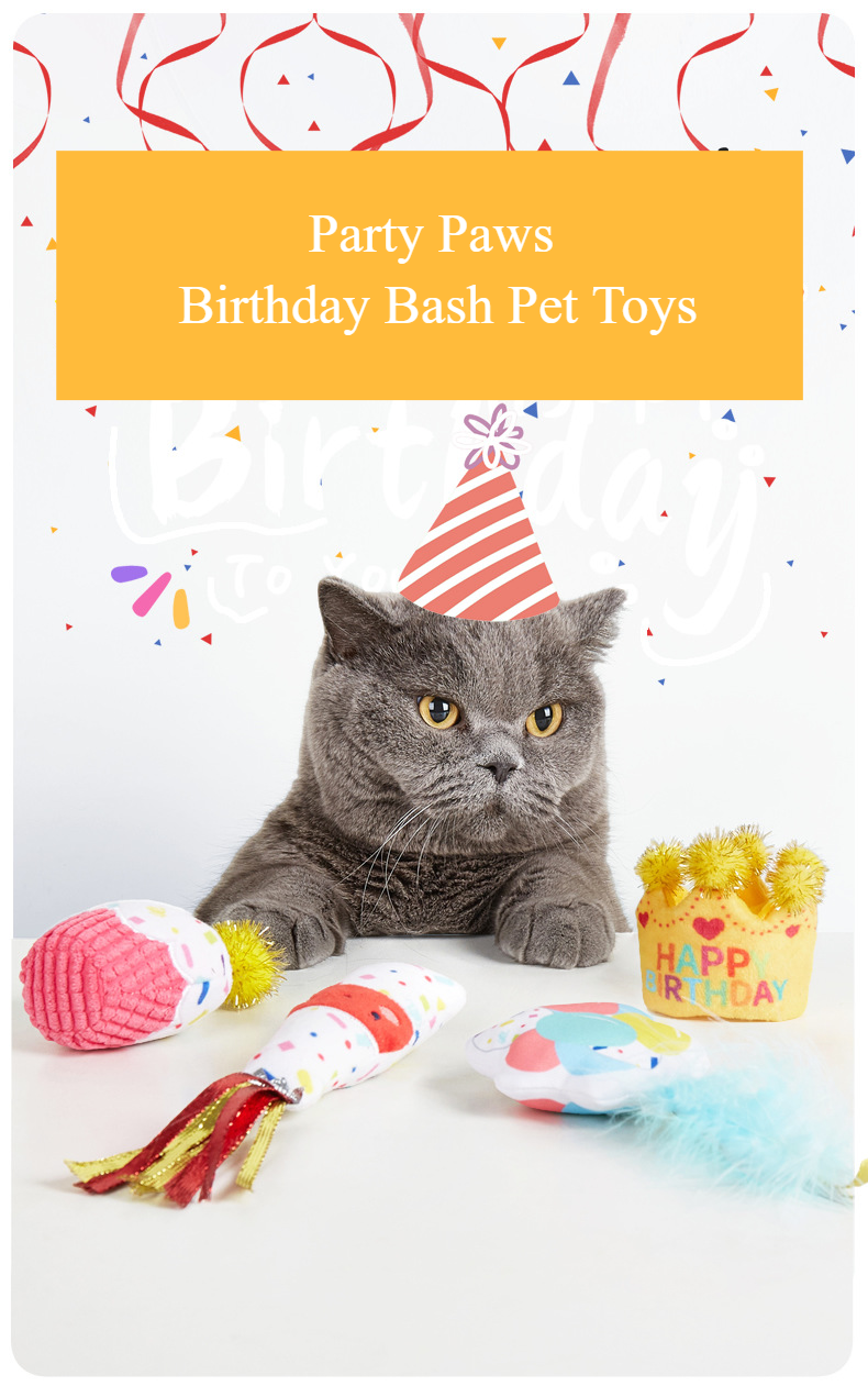 Party Paws Birthday Bash Pet Toys for Dogs/Cats (Catnip Birthday Balloon)