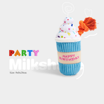 Party Paws Birthday Bash Pet Toys for Dogs/Cats (Birthday Milkshake)