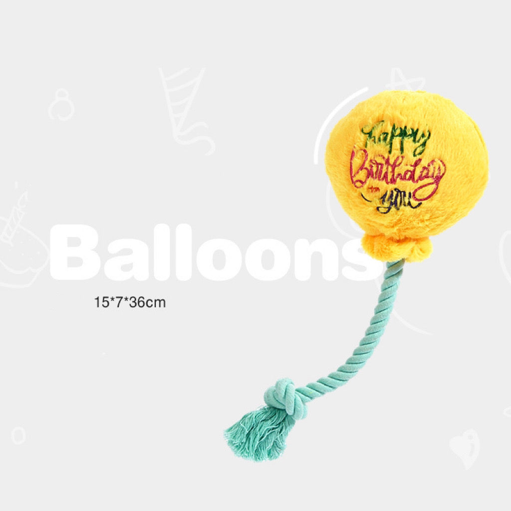 Balloon Tug Toy - Adorable Birthday Party Squeaky Toys for Dog