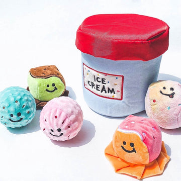 Interactive Dog Toy Ice Cream Tub Squeaky & Crinkly