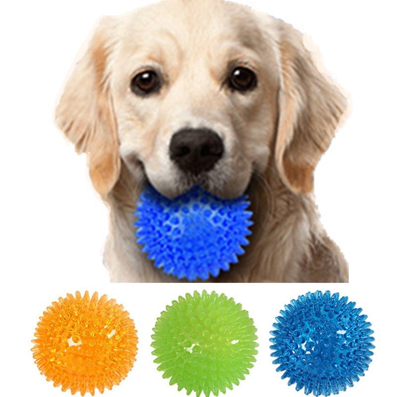 Super Squeaky Rubber Ball for Dogs Teeth Cleaning Chew (No Light)