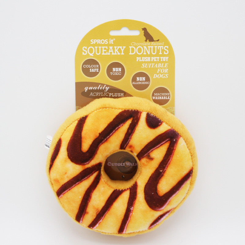 Squeaky Sweetness Donut Delight Plush Toy for Dogs/Cats (Caramel Donut)