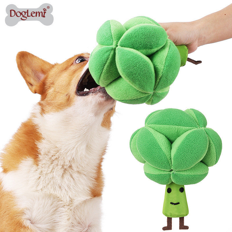 Garden Fresh Fun Healthy Vegetable Series Squeaky & Crinkly Toys for Dogs/Cats (Broccoli)