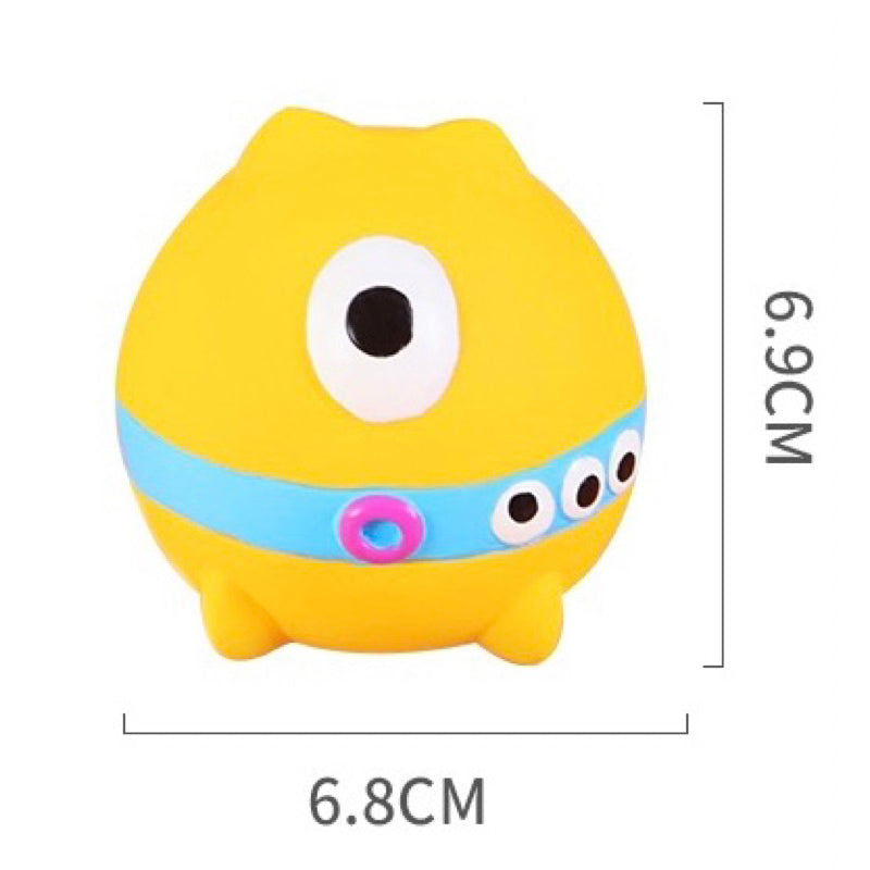 Japan Rubber Squeaky Monster Toys - Super Durable for small but strong chewers (Yellow Blob)