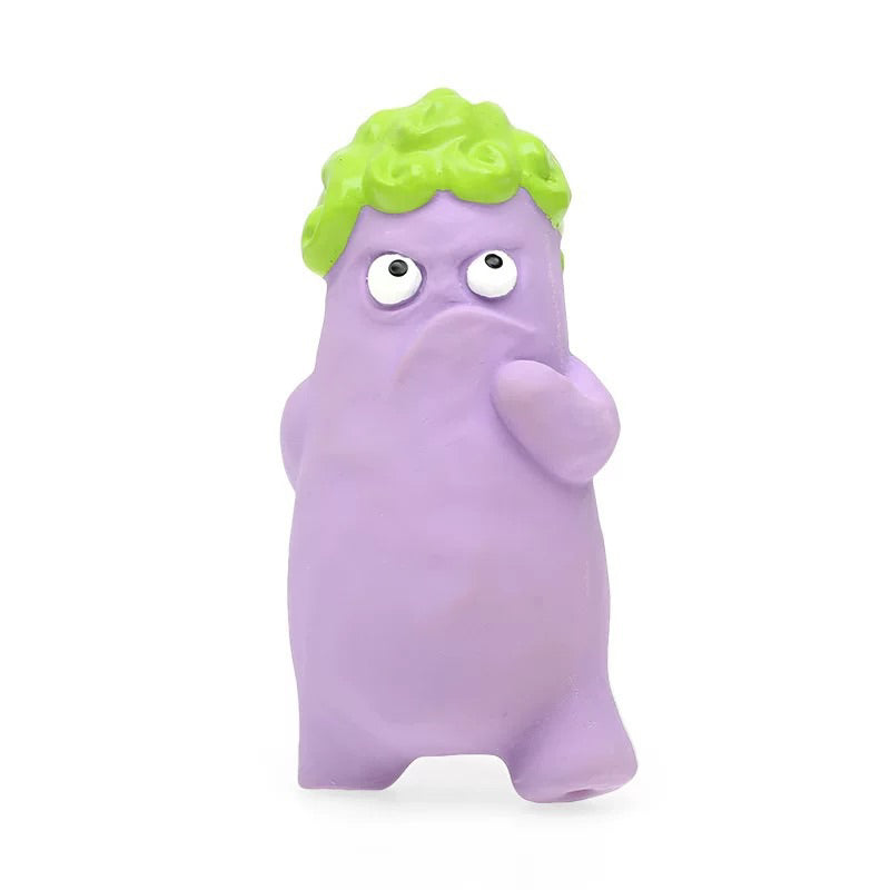 Qmonster Rubber Squeaky Toys - Waterproof Toy for Swimming/ Beach (Angry Brinjal)