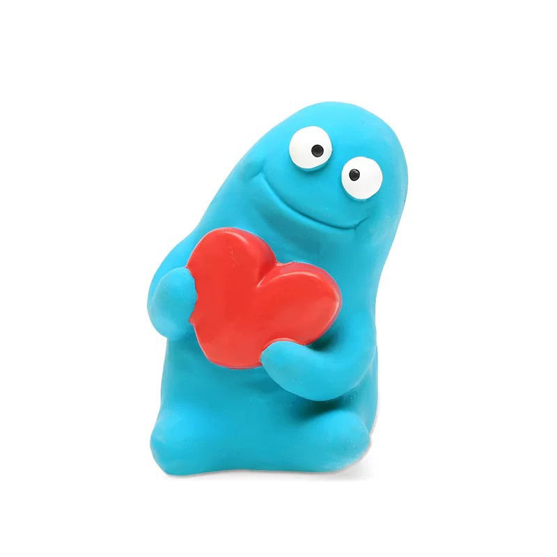 Qmonster Rubber Squeaky Toys - Waterproof Toy for Swimming/ Beach (Big Heart Blue)