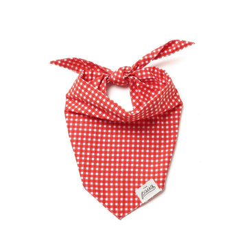 The Paws Red Gingham Birthday Bandana for Dogs/ Cats *Handmade in Bali*