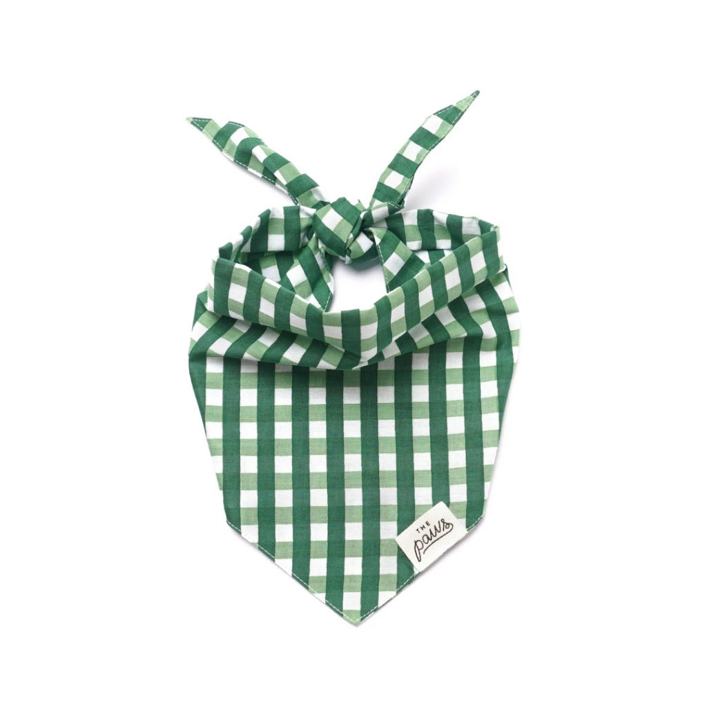 The Paws Classic Green Check Birthday Bandana for Dogs/ Cats *Handmade in Bali*