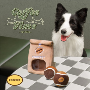 Coffee Bean Dog Toy (with bag+2 balls) Pooz Pet